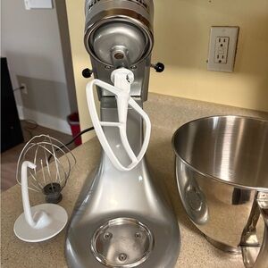 KitchenAid Metallic Gray Stand Mixer with Attachments